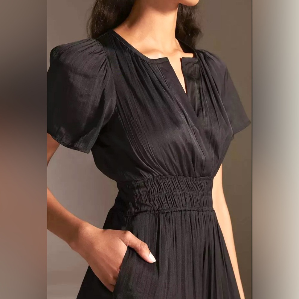 Anthropologie Black Maxi Tiered V‑Neck Dress - Picture 2 of 16